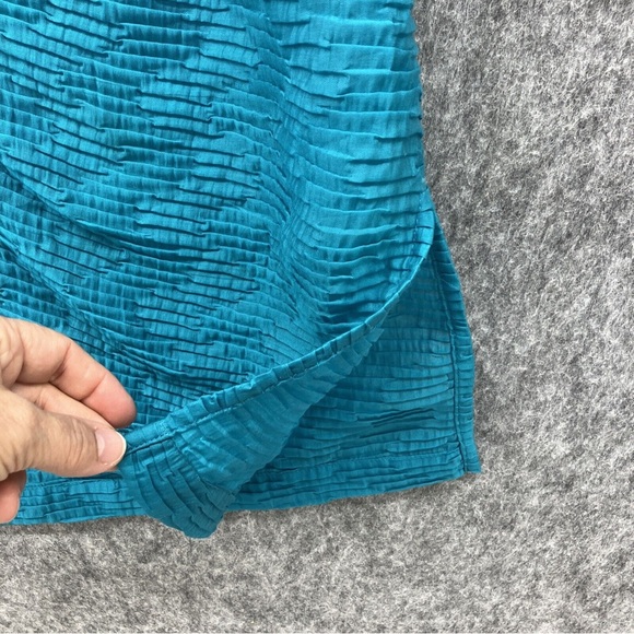 Chico's Travel Collection Textured Shirt Jacket Sz 0 Small Teal Blue Like New - Picture 15 of 17